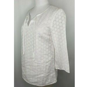 NWOT HIHO Women's Eyelet Blouse 3/4 Sleeve Peasant Shirt